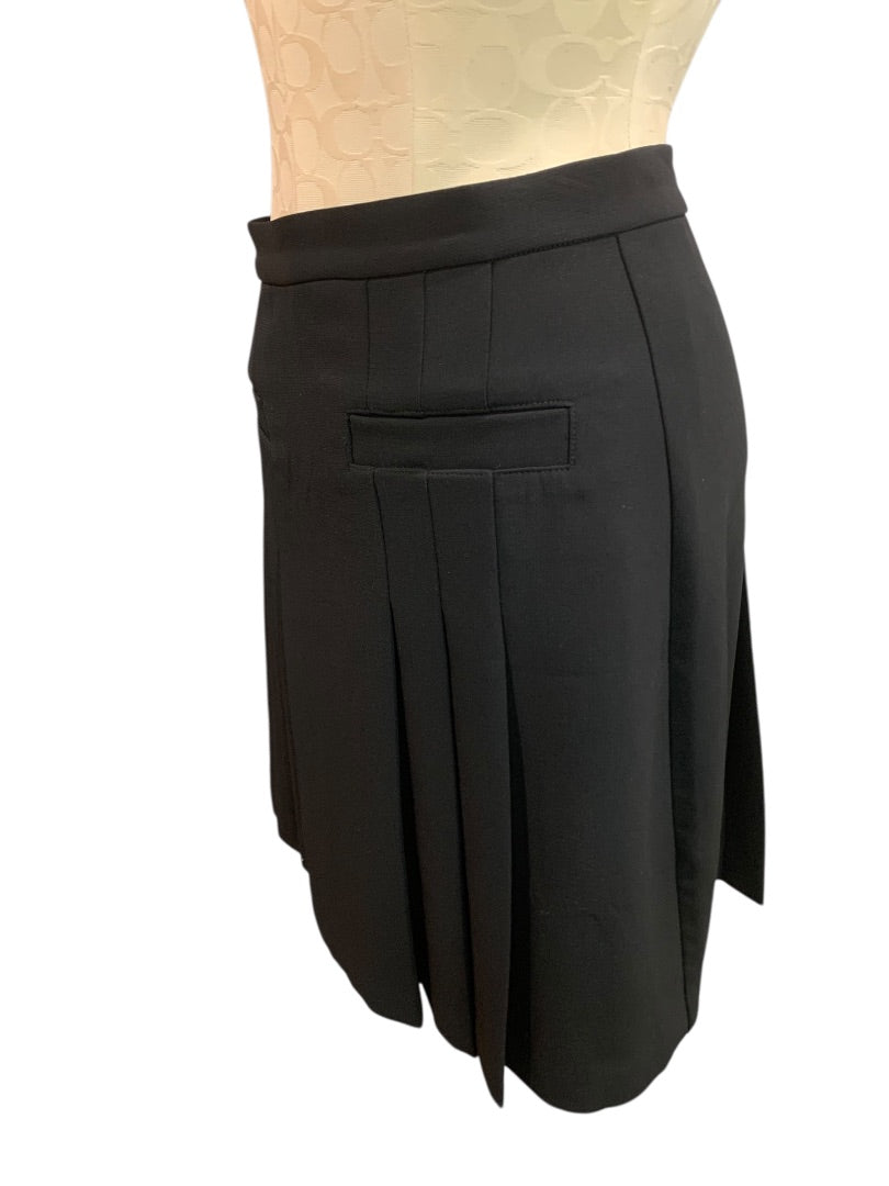Size 4P Loft Petites Womens Black Skirt Back Zip Pleated