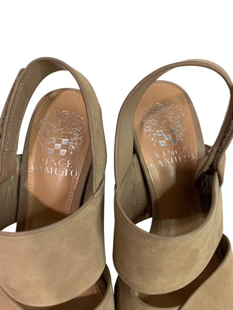 Size 6 Vince Camuto Womens Brown Suede Sandals Bebendy 3" Block Heel