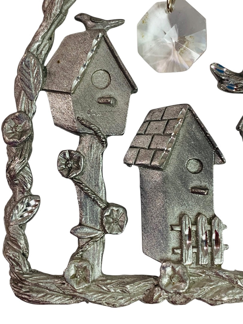 Spoontiques Pewter Ornament Suncatcher Prism Birdhouses 3" #2387