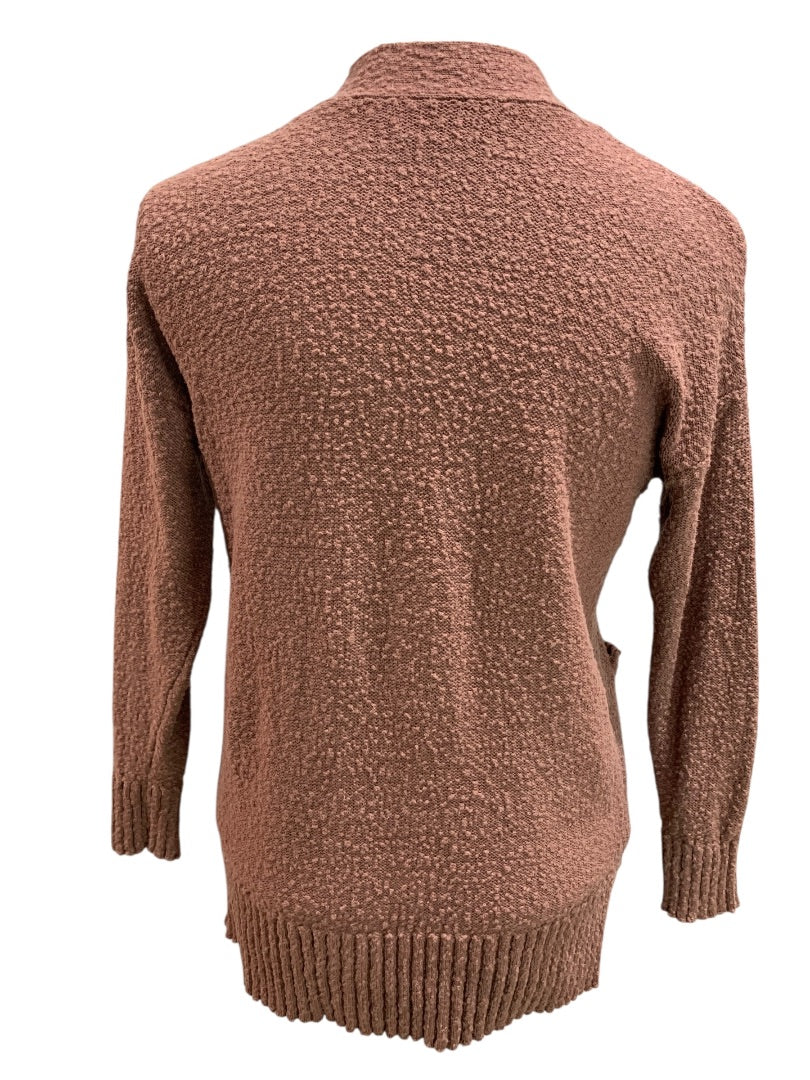 XS Loft Womens Dark Mauve V-Neck Cardigan Tunic Sweater Knit with Pockets