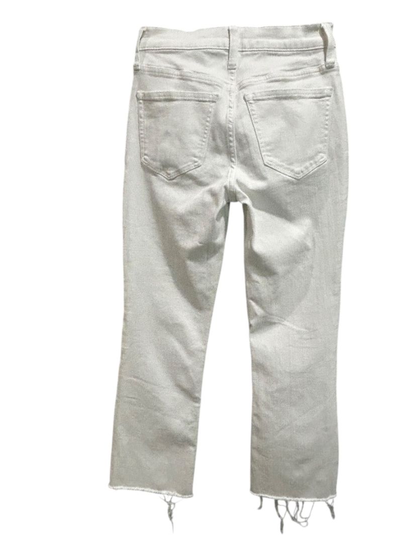 Size 25 J.Crew Mid-Rise Flare Crop Womens White Jeans Raw Hem