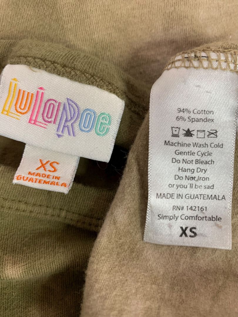 Size XS LulaRoe Maria Tshirt Maxi Dress Tie Dye Olive Green Tan