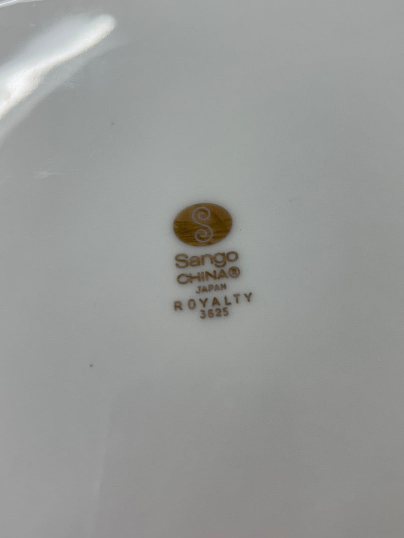 Sango Royalty Pattern White Gold Trim 14" Oval Serving Platter 1970s