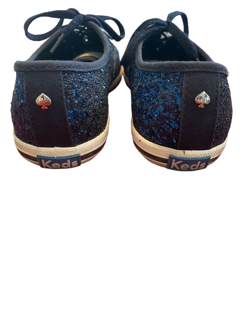7 M Keds Kate Spade Collab Navy Blue Glitter Classic Sneakers Lace Up