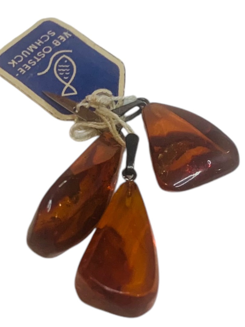 Veb Ostee Schmuck Vintage German Amber Pendants Set of 3 New Approximately 1.5"