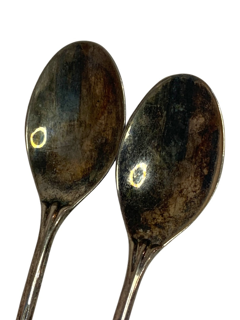 Vintage Silverplate Demitasse Spoon Crystal Handle Pair Set of 2