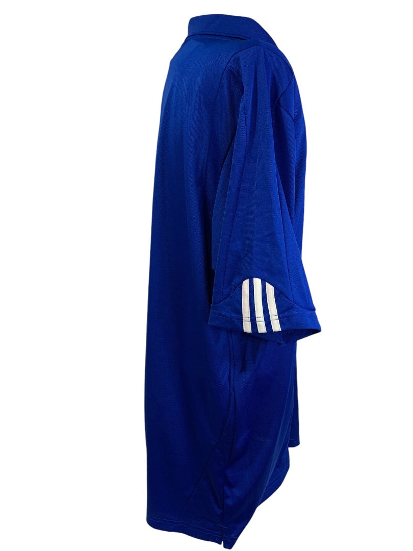 Large Adidas Golf Mens New Royal Blue Polo Shirt ClimaLite Striped Cuff P77778