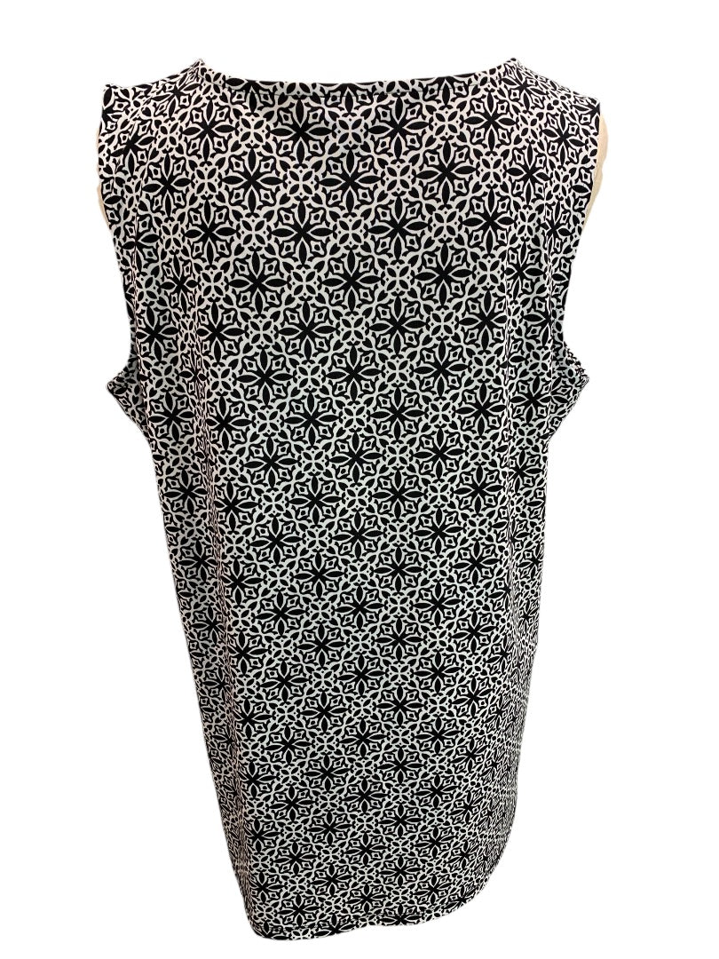 1X Talbots Woman Black White Print Tank Sleeveless Shirt