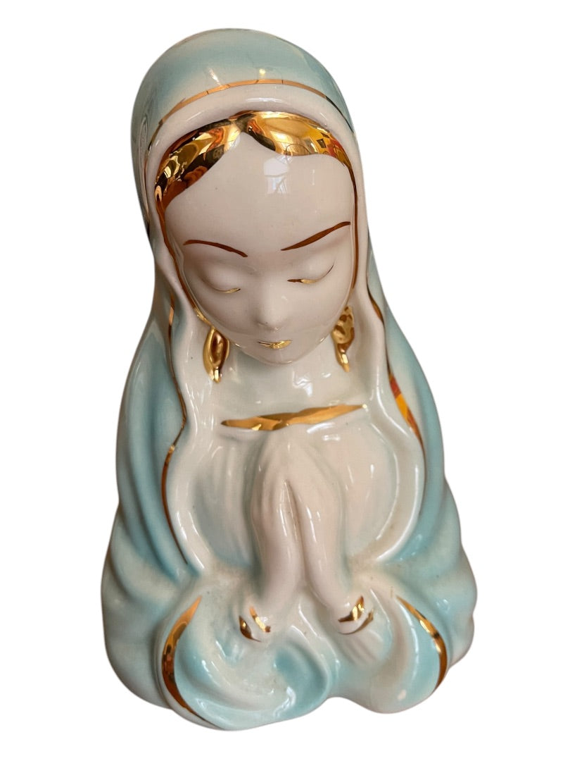 Vintage Midcentury Virgin Mary Praying Blessed Mother Planter 7 Inch