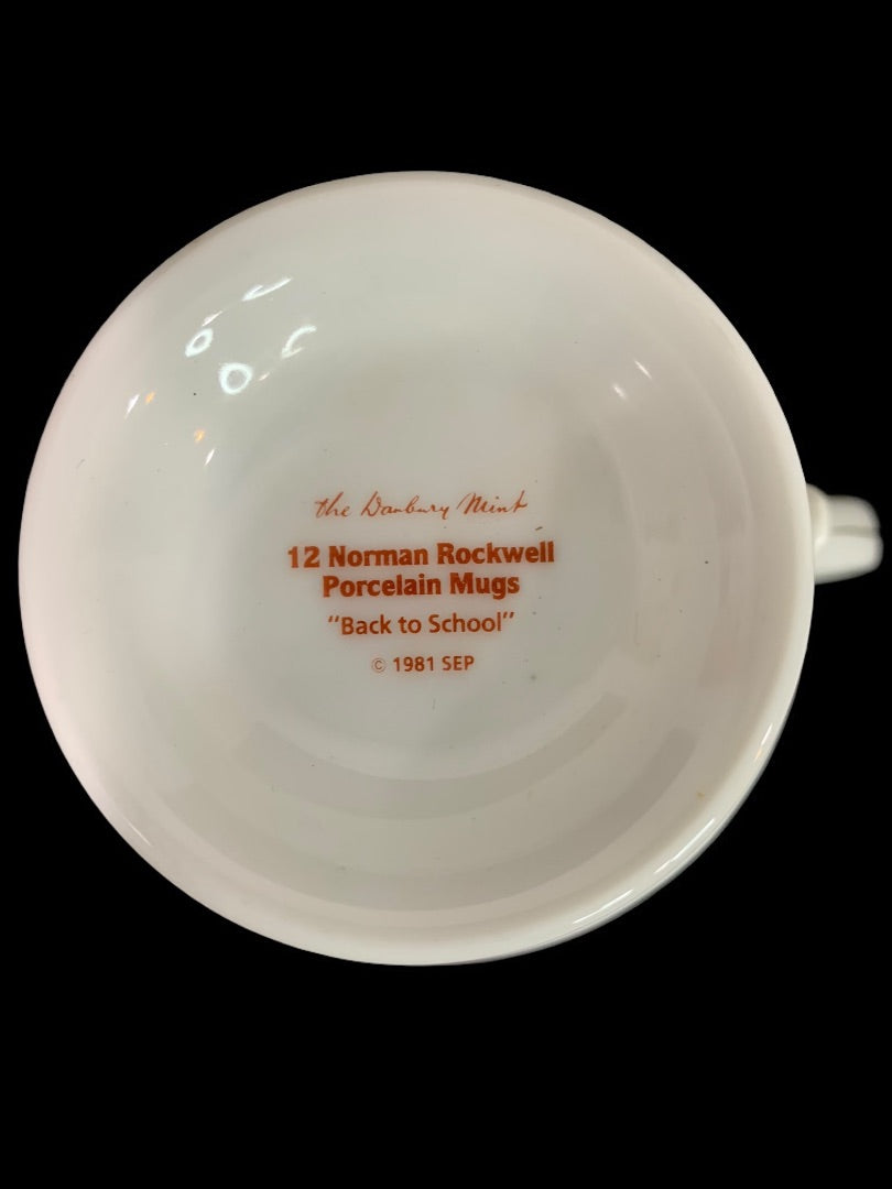 1981 Norman Rockwell Porcelain Pedestal Mug "Back to School" The Danbury Mint