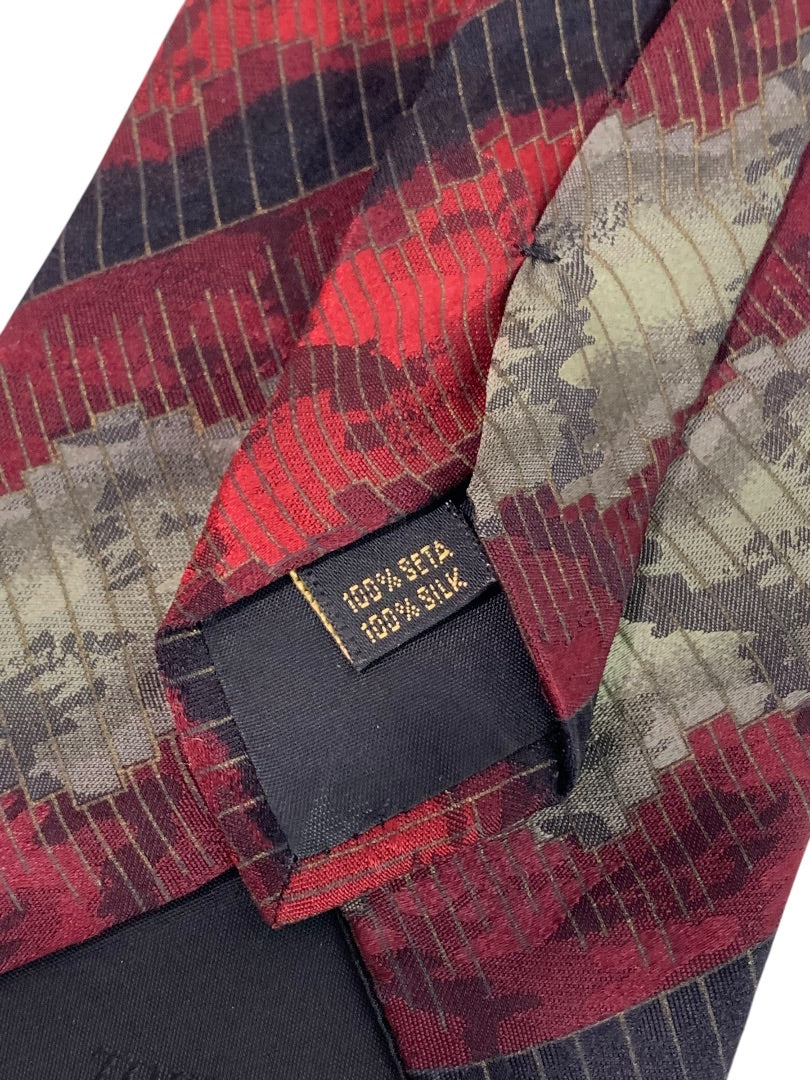 Todays Man Silk Necktie Tie 59 Inch Red Gray 3.6 Inch