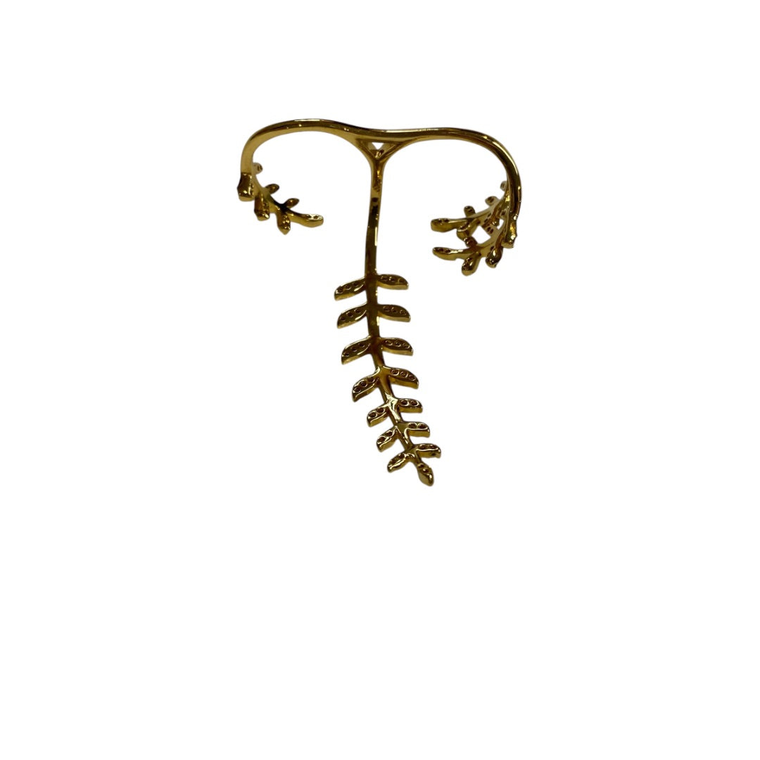 Goldtone Double Ring Adjustable Fern Floral