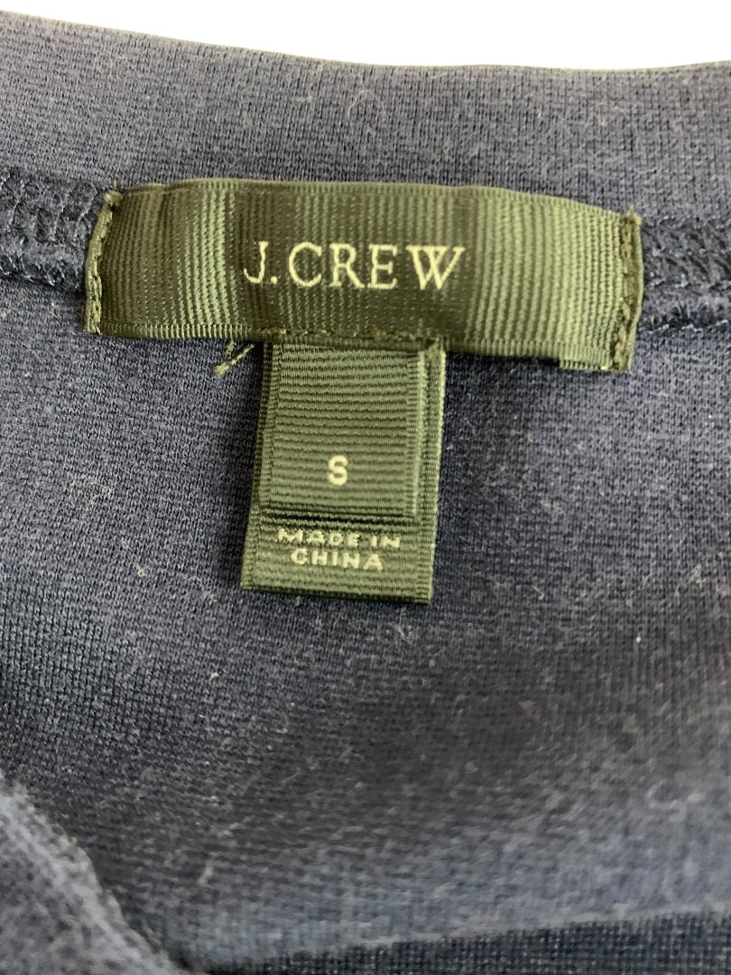 Small J.Crew Womens Navy Blue Ponte Knit Embellished Neckline Shirt