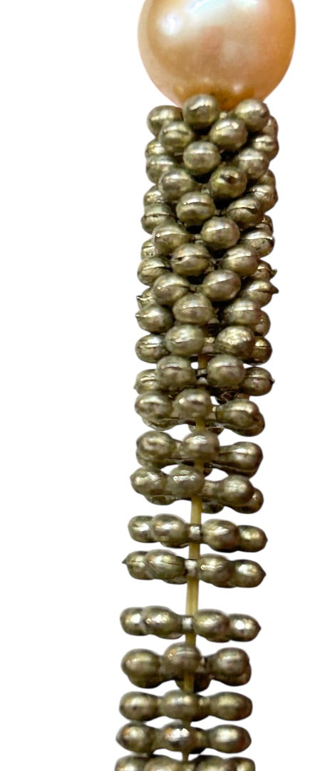 Stretch Bracelet Silvertone Faux Pearl Beaded