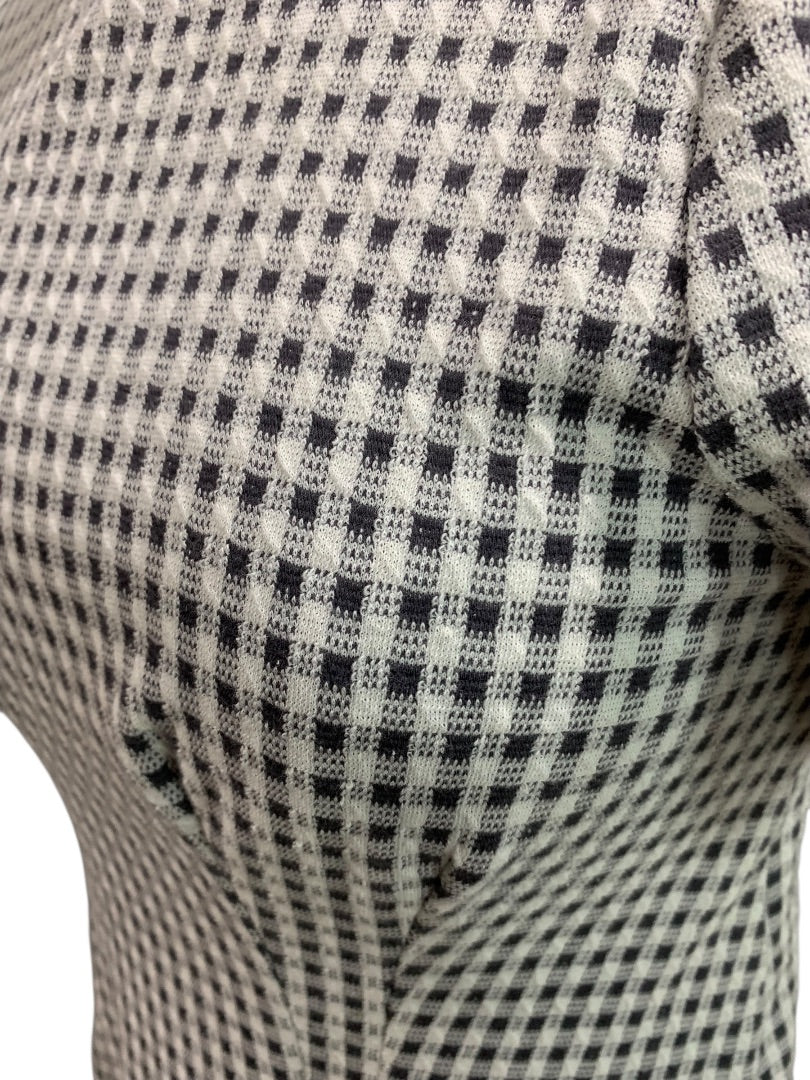 Size 4P Loft Petites Knit Dress Back Zip Gray White Gingham Check