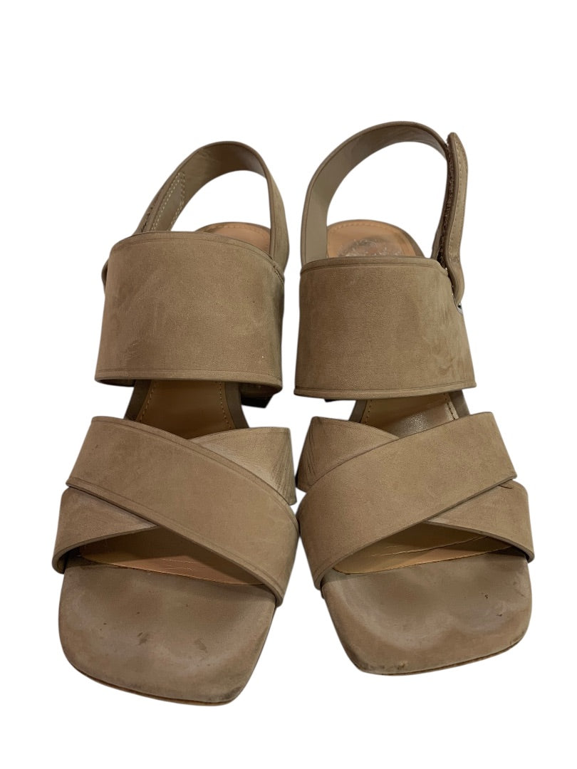 Size 6 Vince Camuto Womens Brown Suede Sandals Bebendy 3" Block Heel