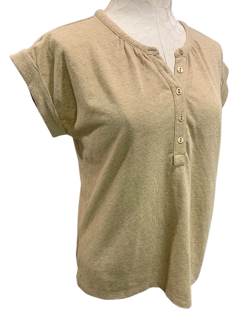 XS Loft Womens Henley Style Tshirt Cuffed Short Sleeve