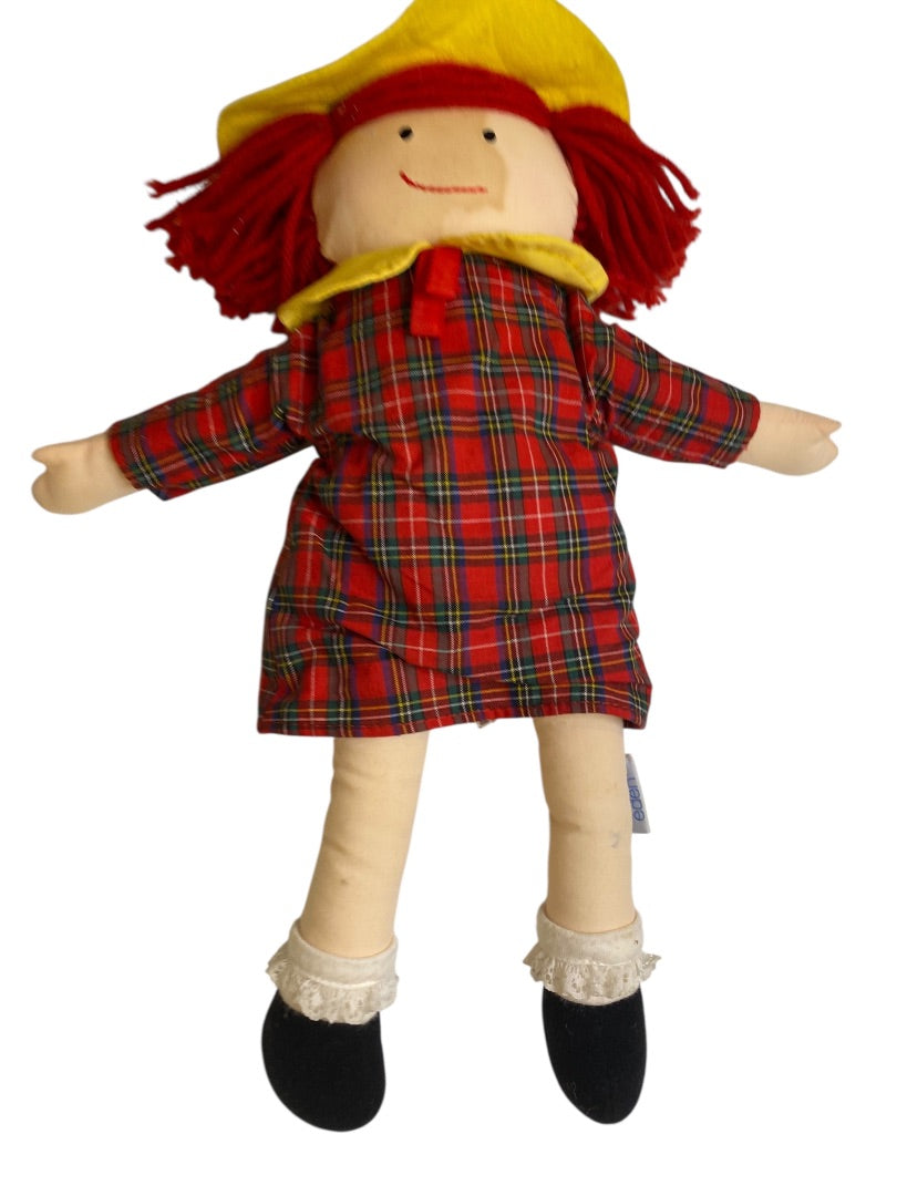 1994 Madeline by Eden Cloth Rag Doll 14" Red Plaid Dress