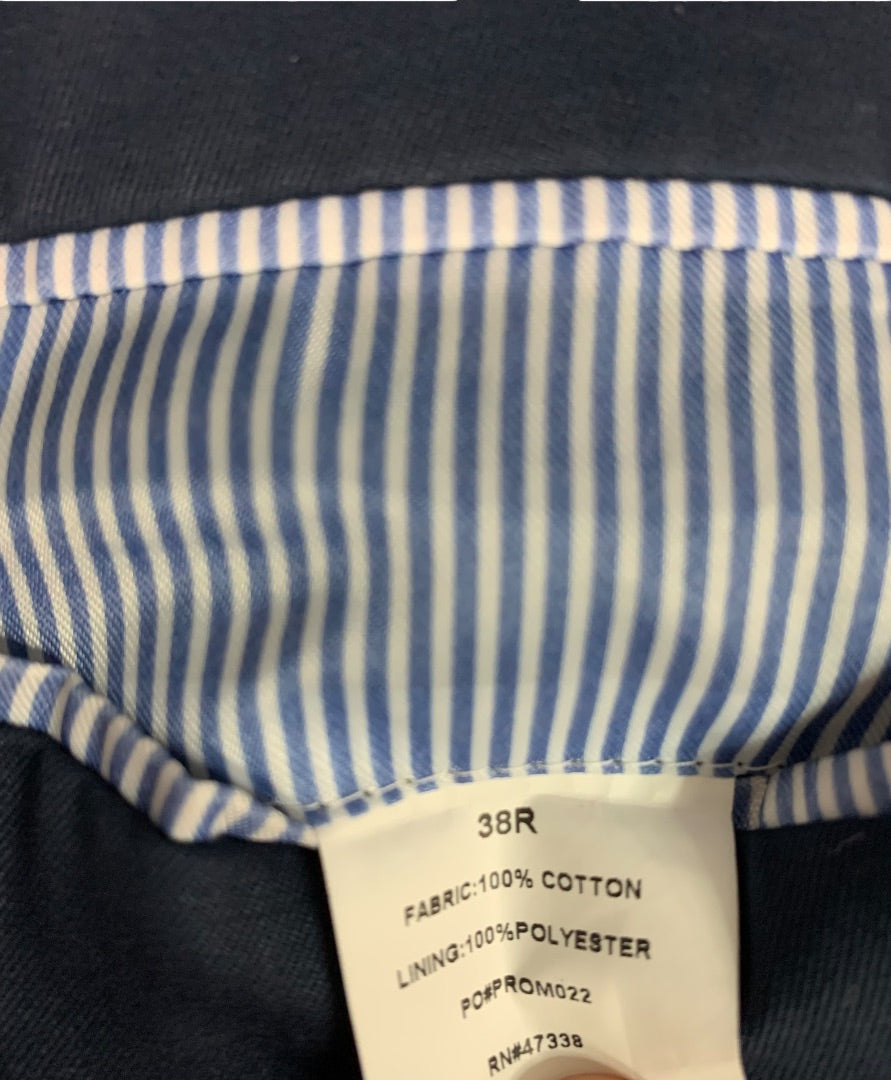 38R Tommy Hilfiger Mens Navy Blue Cotton Sport Coat Jacket