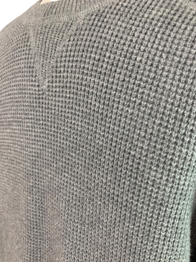 Large Lucky Brand Mens Waffle Knit Sweater Gray Crewneck