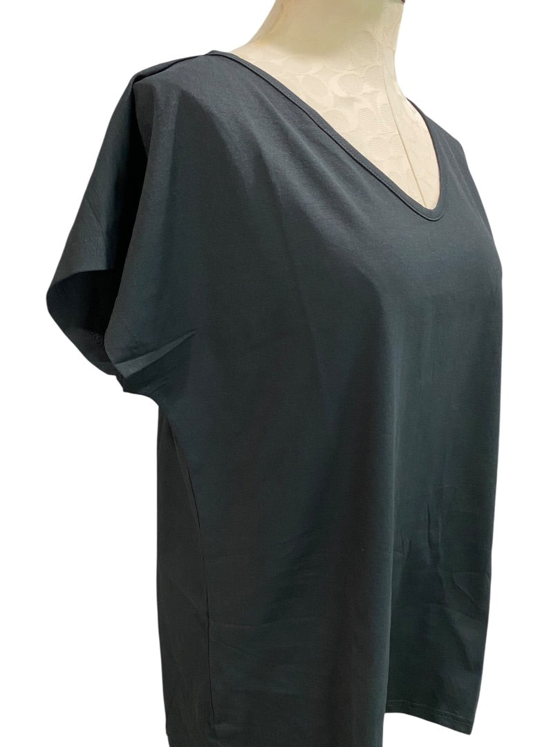 Large Set of 2 Womens New Activewear Tops V-Neck Tshirts Black White