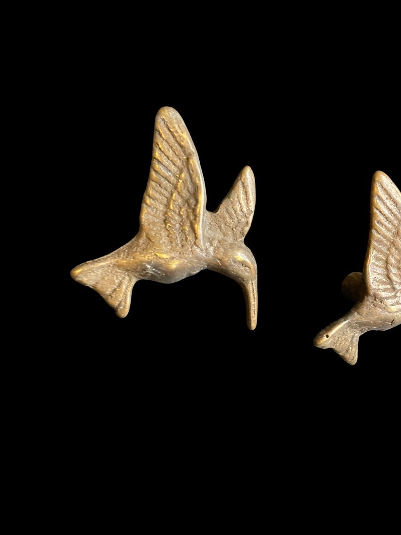 Set of 2 Brass Hummingbird Drawer Pull Knobs 54mm 2"