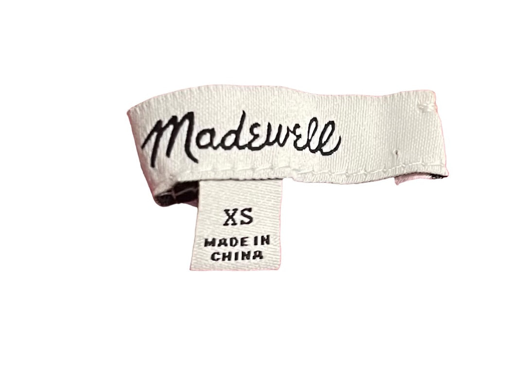 XS Madewell Eyelet Lucie Smocked Mini Dress Pockets Pink
