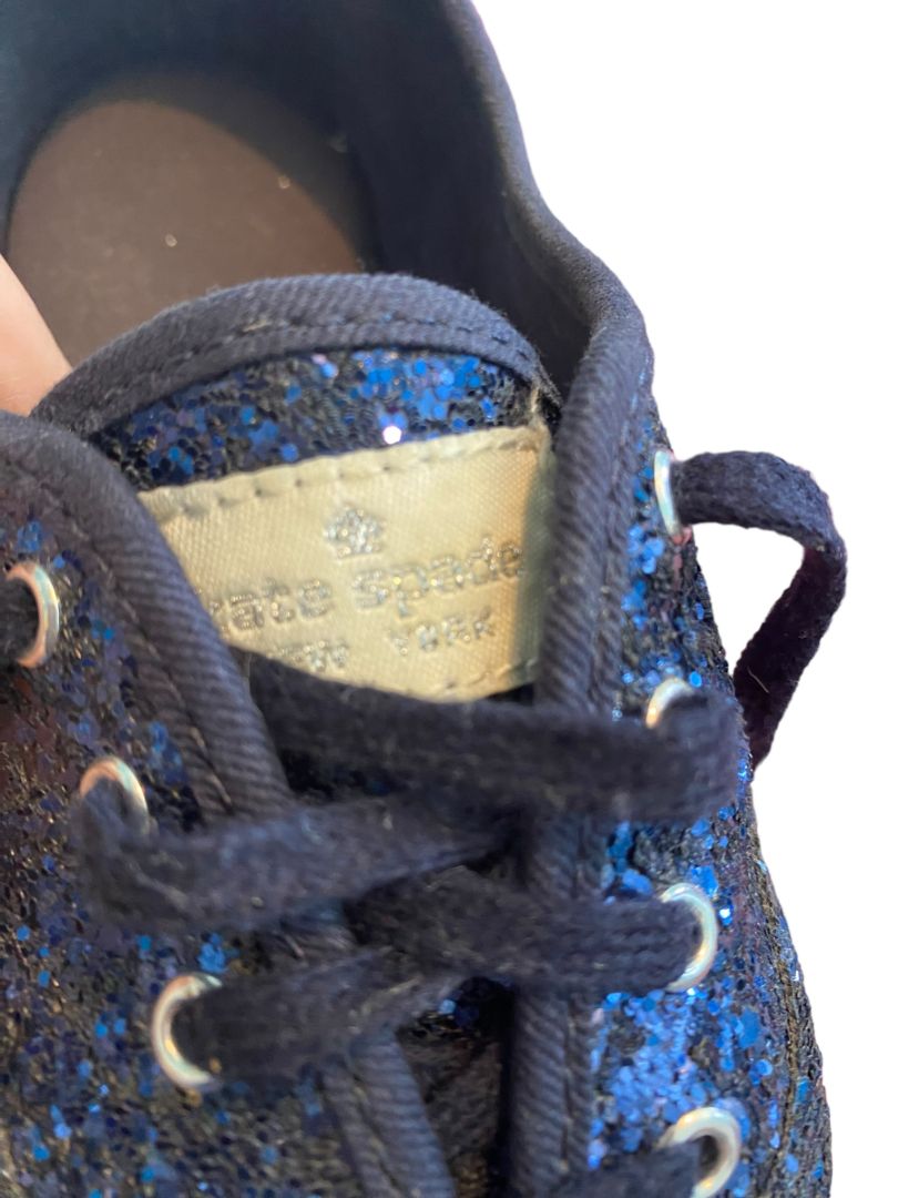 7 M Keds Kate Spade Collab Navy Blue Glitter Classic Sneakers Lace Up