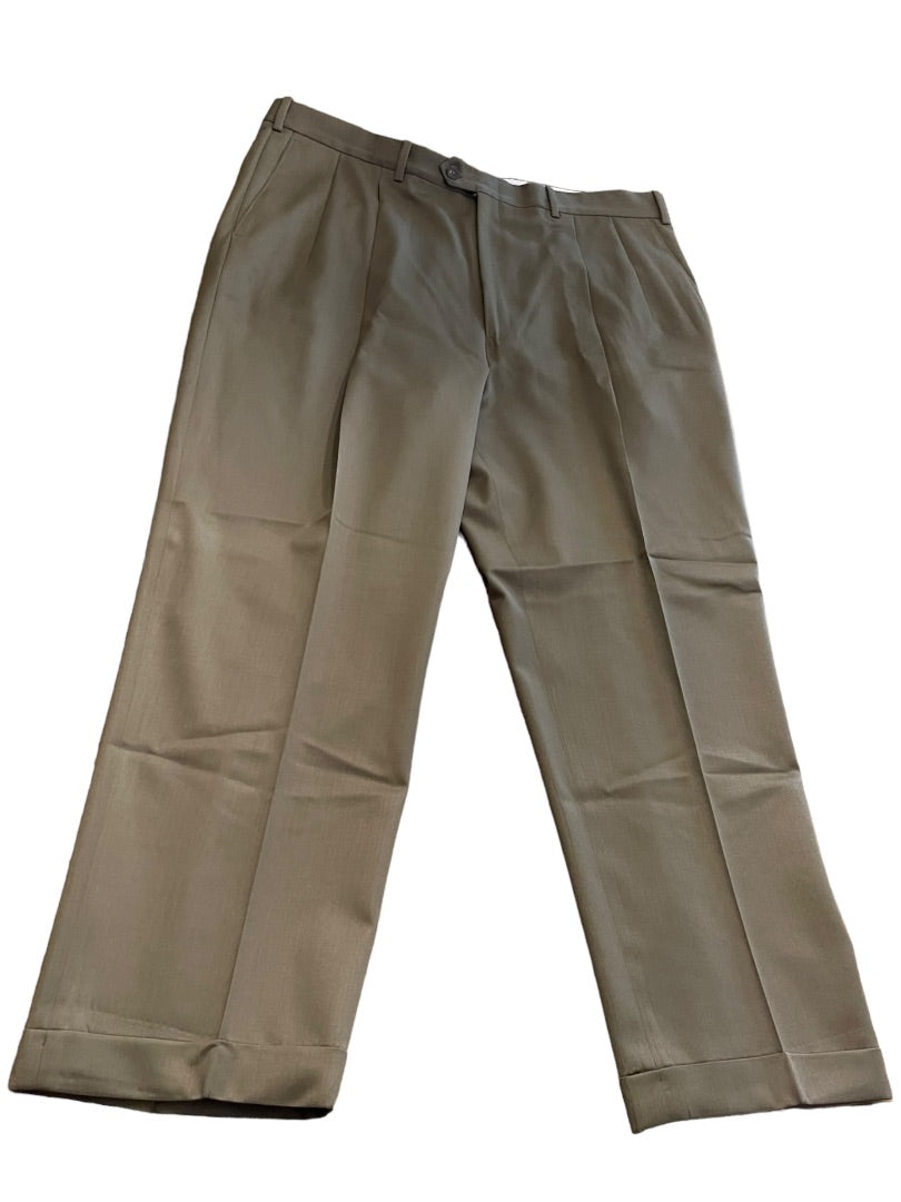 Size 40R JB Britches Nordsrom Mens Cuffed Pleated Winston Dress Pants Worsted Wool Tobacco Brown Italy