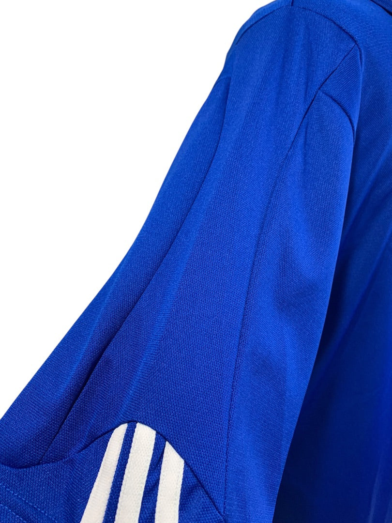 Large Adidas Golf Mens New Royal Blue Polo Shirt ClimaLite Striped Cuff P77778
