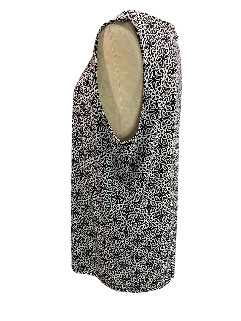 1X Talbots Woman Black White Print Tank Sleeveless Shirt