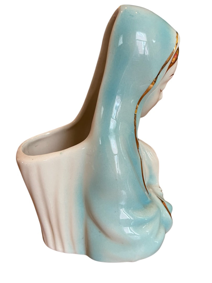 Vintage Midcentury Virgin Mary Praying Blessed Mother Planter 7 Inch