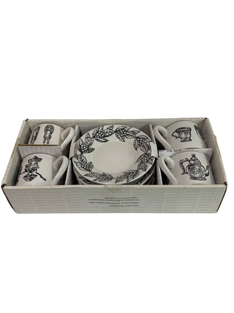 Cooks Club 4 Piece Demitasse Set In Box Kitchen Theme