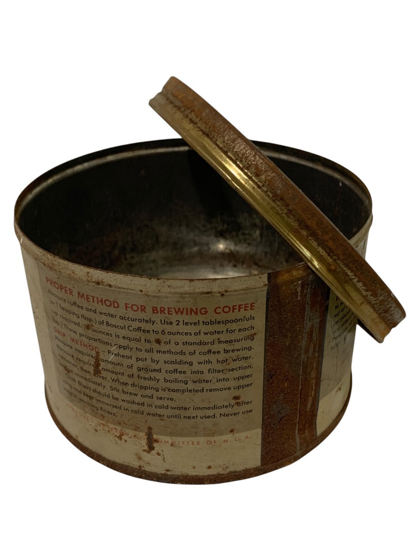 1947 Boscul Coffee Can Tin No Lid Camden NJ 1 Pound
