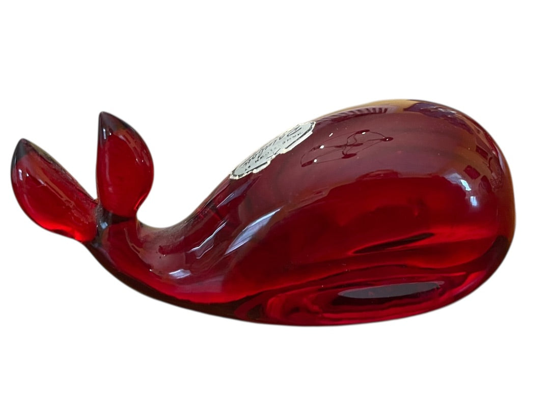Vintage Rainbow Hand Blown Glass Whale Red Huntington West Virginia Sticker