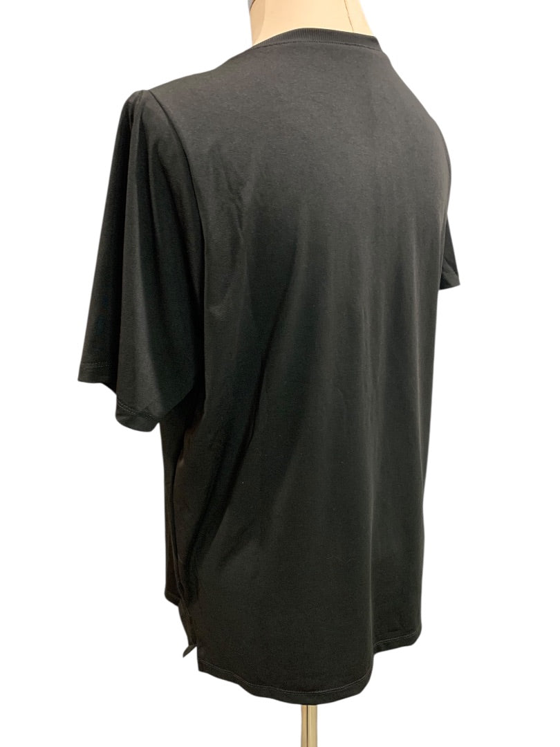 Large Womens V-Neck Black Activewear Tshirt New Short Sleeve