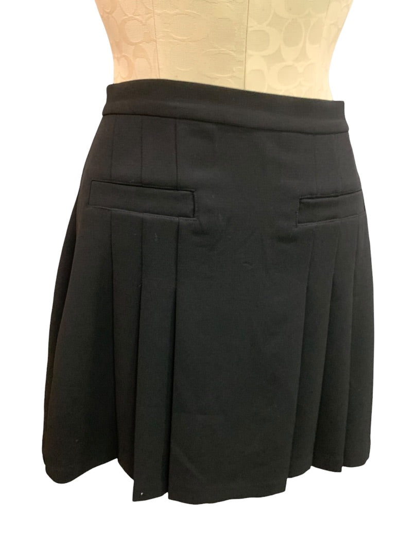 Size 4P Loft Petites Womens Black Skirt Back Zip Pleated