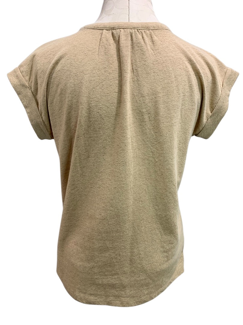 XS Loft Womens Henley Style Tshirt Cuffed Short Sleeve