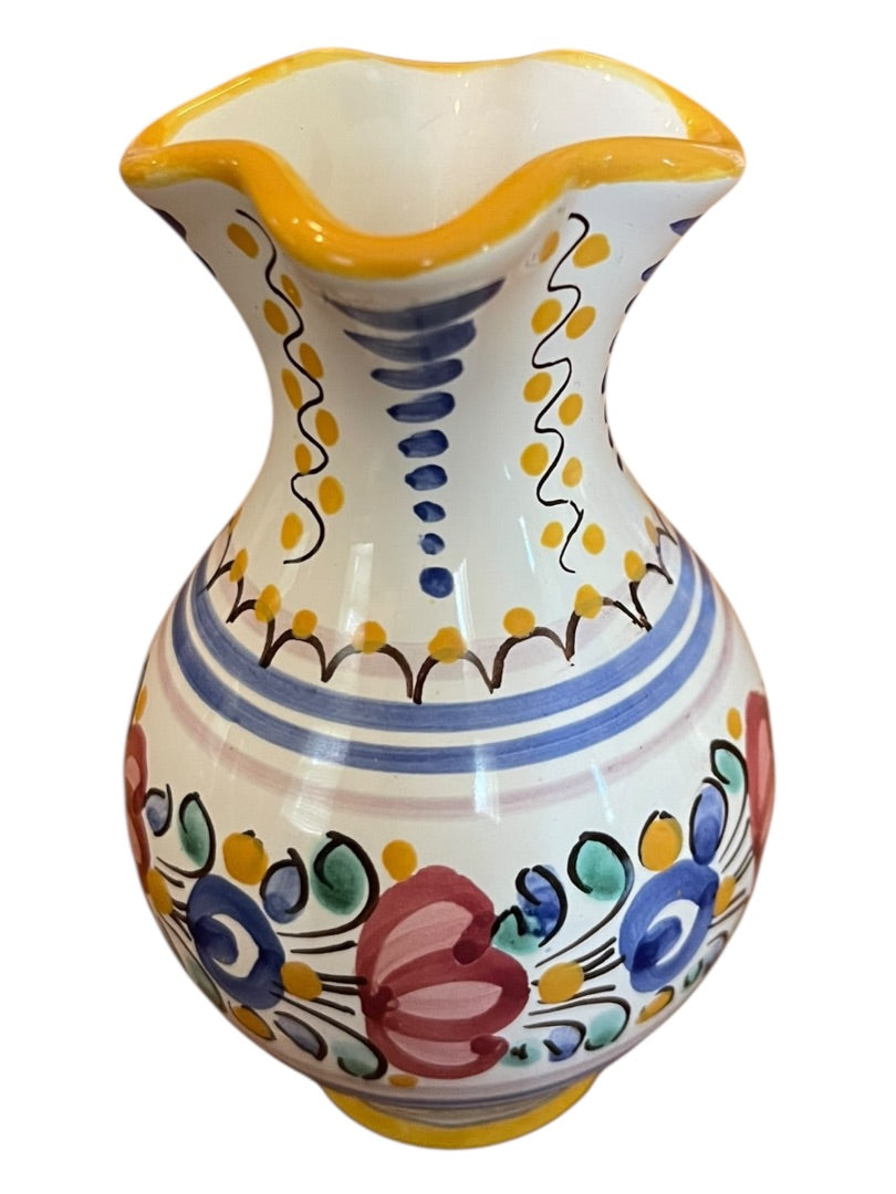 Modra Slov Ludova Majolika Handpainted Small 4" Floral Bud Vase C-104-02