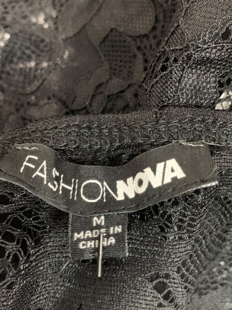Medium Fashion Nova Womens New Black Lace Bodysuit Alia