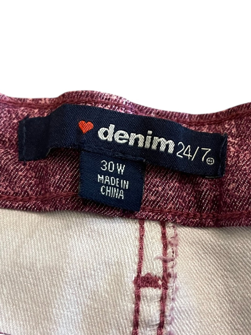 Size 30W Denim 24/7 Stretch Straight Leg Jeans Pockets Purple New
