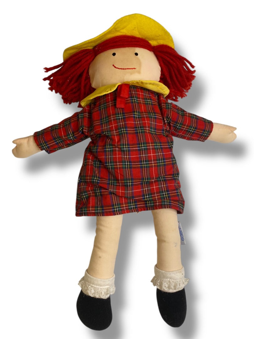 1994 Madeline by Eden Cloth Rag Doll 14" Red Plaid Dress