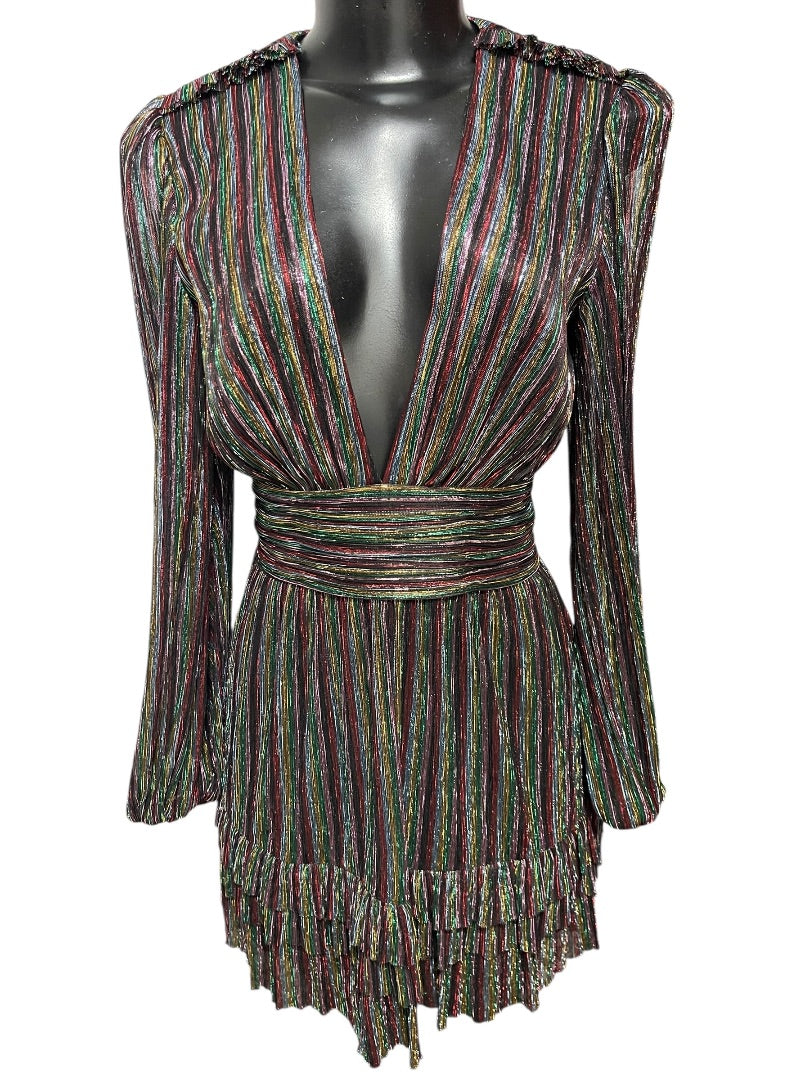 2 Rebecca Vallance Women's Black Metallic Ronnie Cutout Mini Dress