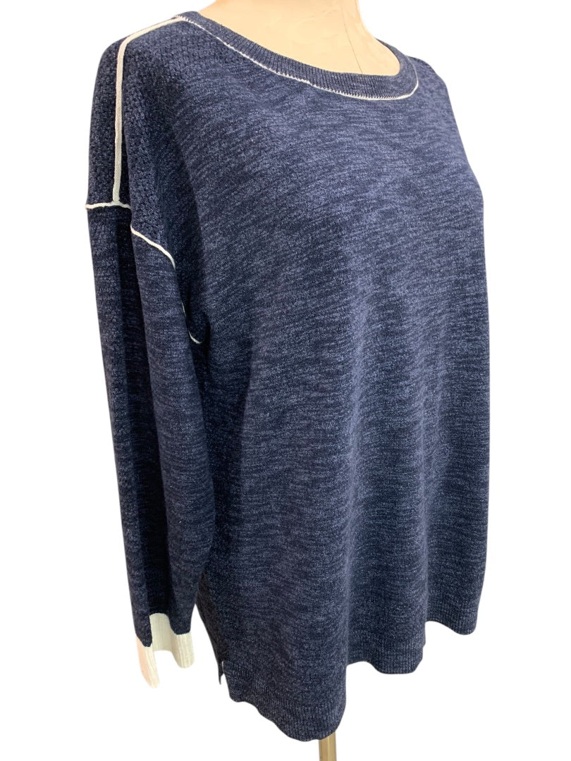 XL T by Talbots Womens Navy Blue Heather Pullover Sweater Casual