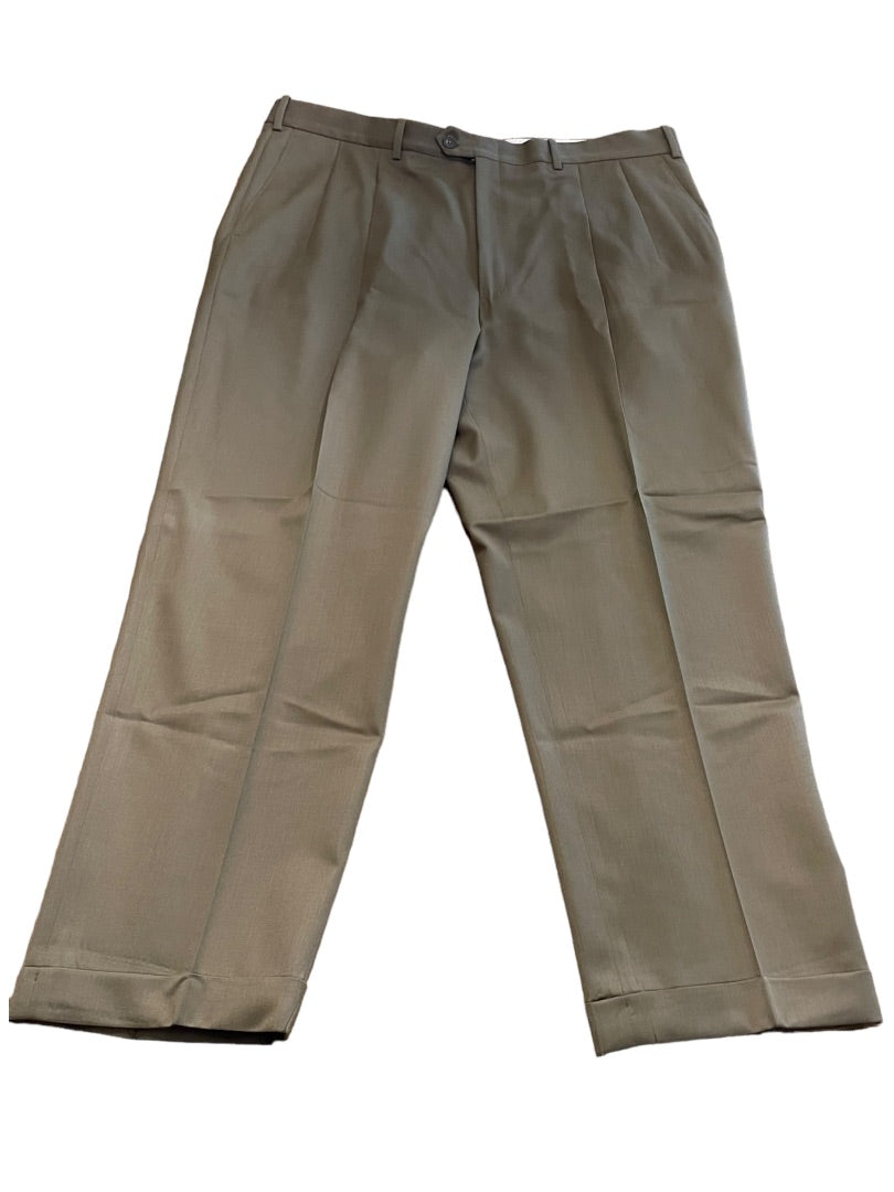 Size 40R JB Britches Nordsrom Mens Cuffed Pleated Winston Dress Pants Worsted Wool Tobacco Brown Italy