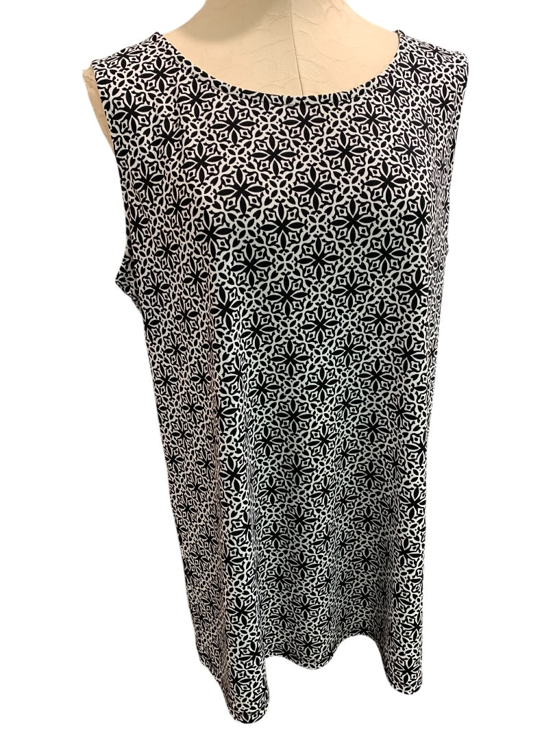 1X Talbots Woman Black White Print Tank Sleeveless Shirt