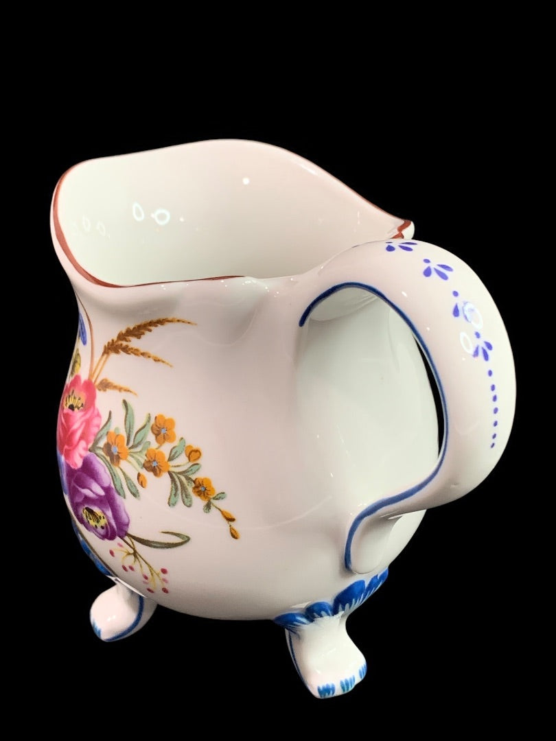 1980s Frankin Mint Fine Porcelain Creamer Collection Footed Floral 5 Inch