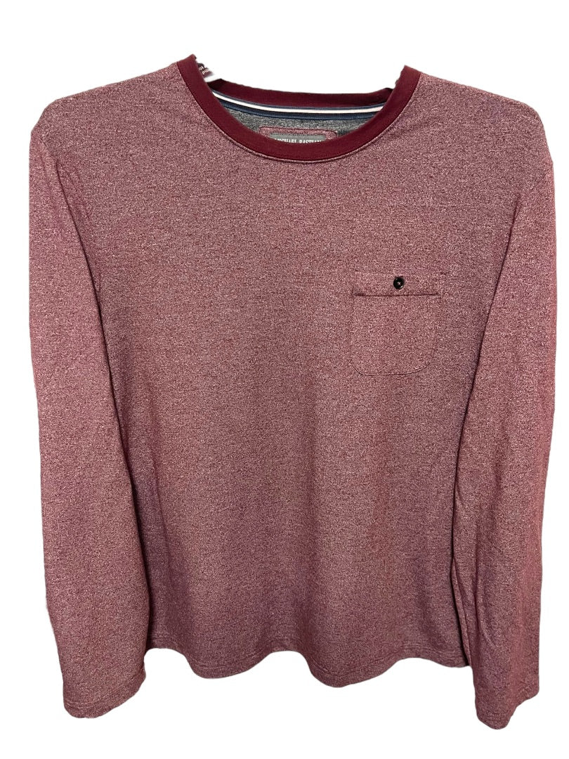 Large Michael Bastian Long Sleeve Pocket Mens Crew Neck Red Heather
