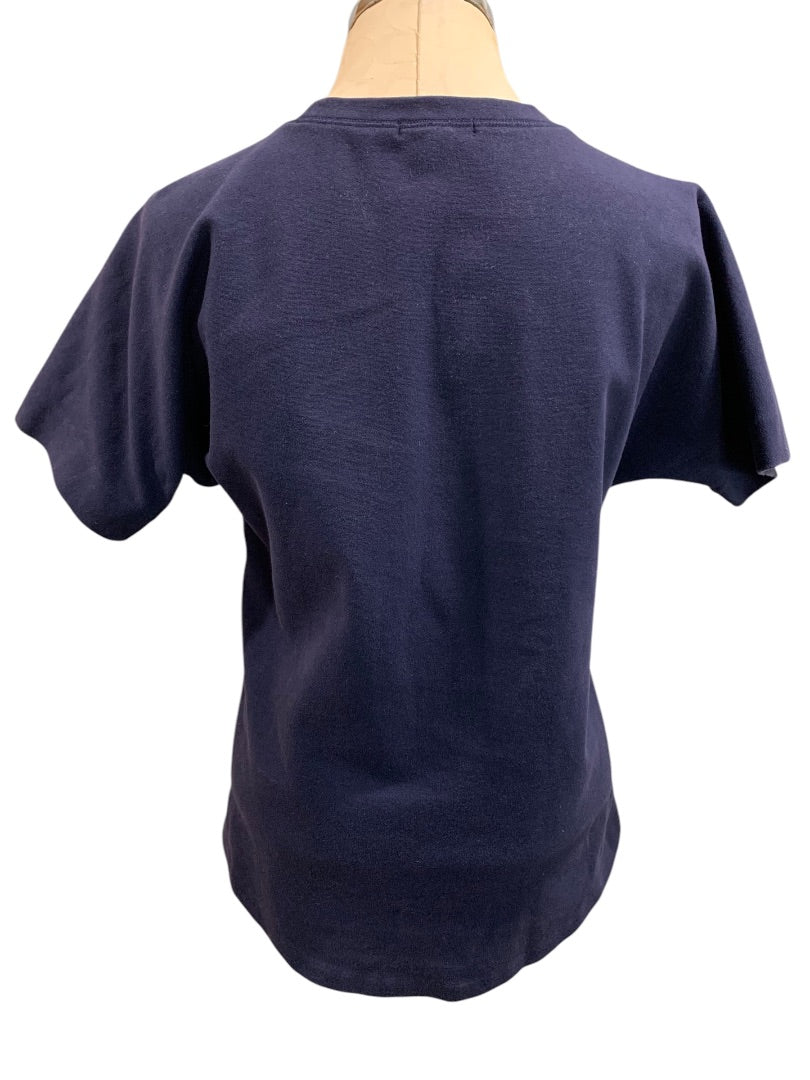 Small J.Crew Womens Navy Blue Ponte Knit Embellished Neckline Shirt
