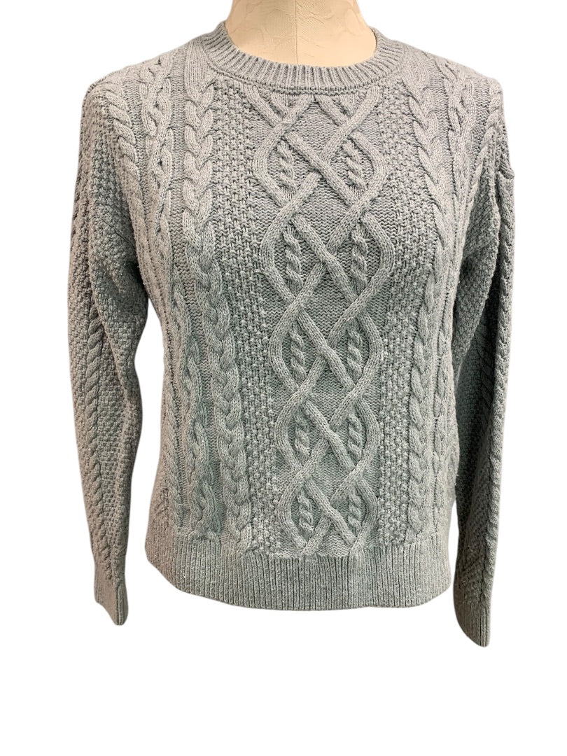 XS Abercrombie & Fitch Womens Cable Knit Gray Pullover Sweater Heavy